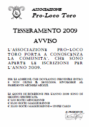 Clicca e visualizza l'avviso per il tesseramento per l'anno 2009