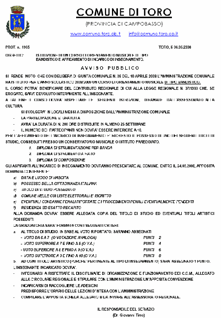 Clicca e ingrandisci l'Avviso del Comune