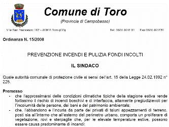 Clicca e visualizza l'ordinanza del Sindaco